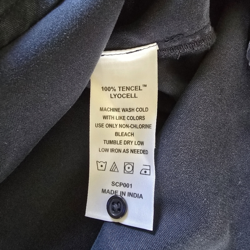 Quince▪️Vintage Wash Tencel Roll Sleeve Tunic Dress in Midnight Blue - Picture 11 of 12